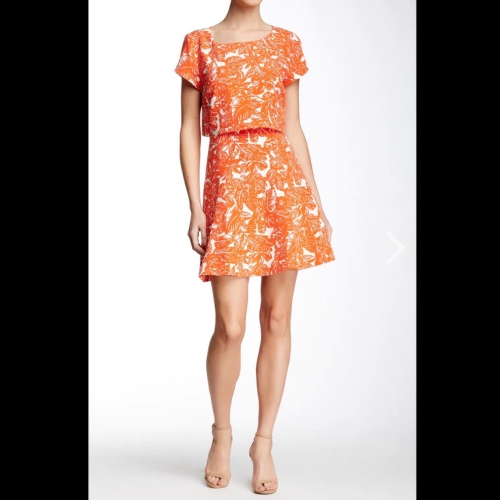 Joie Orange A-Line‎ Skirt with Floral Design NWT size XS